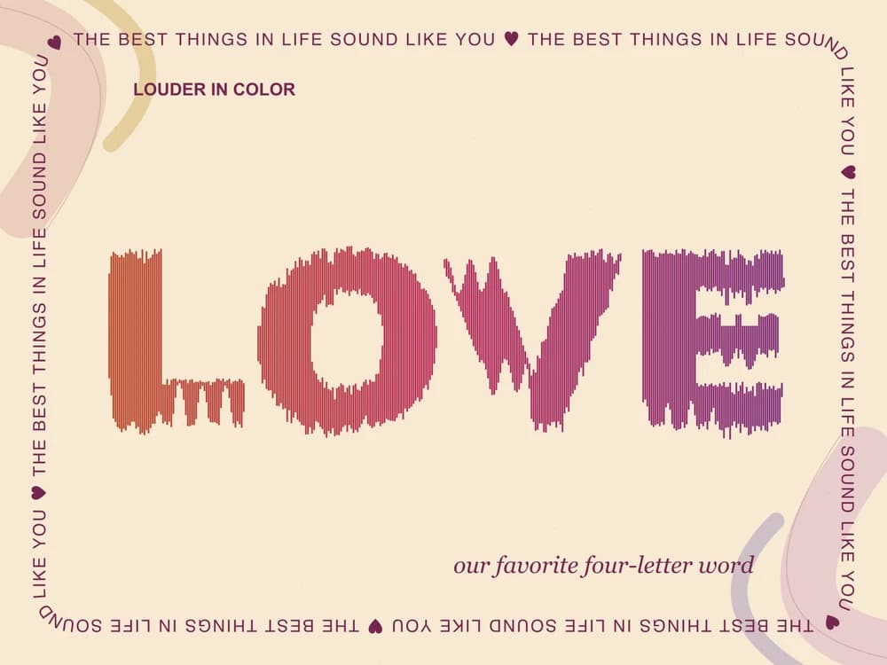 Love in color sample layout; your audio creates a new waveform