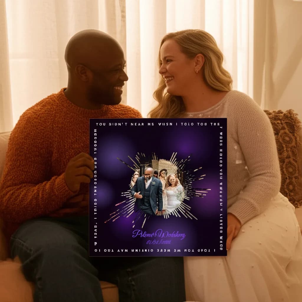 Couple holding image-mask soundwave