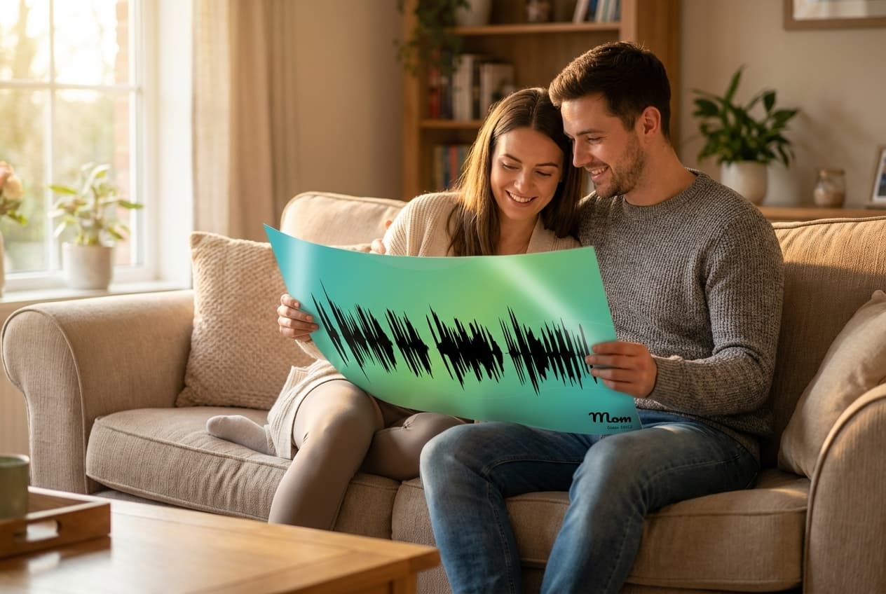 Couple with satin poster soundwave