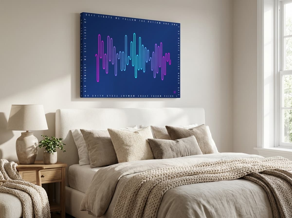 Squiggly waveform canvas above bed