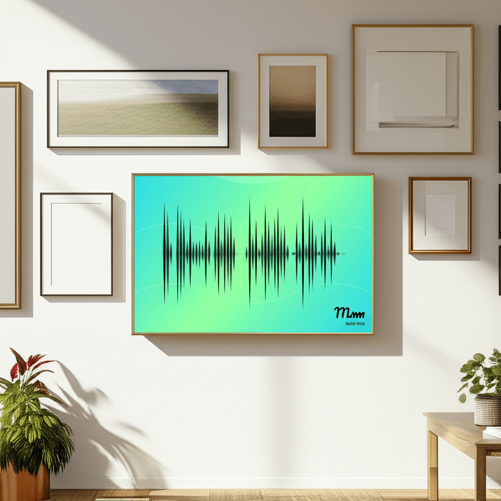 Gallery wall with soundwave prints