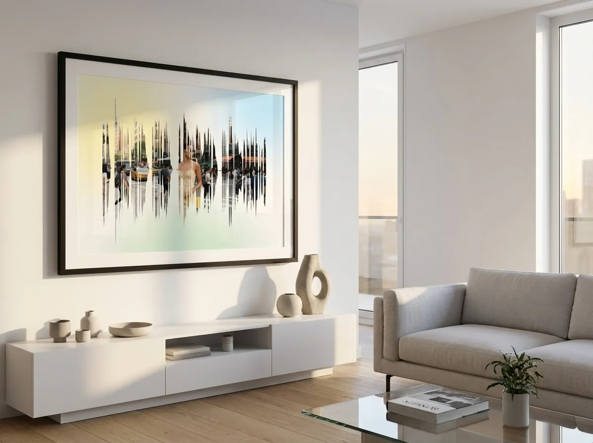 Gallery wall featuring multiple SoundPrint artworks