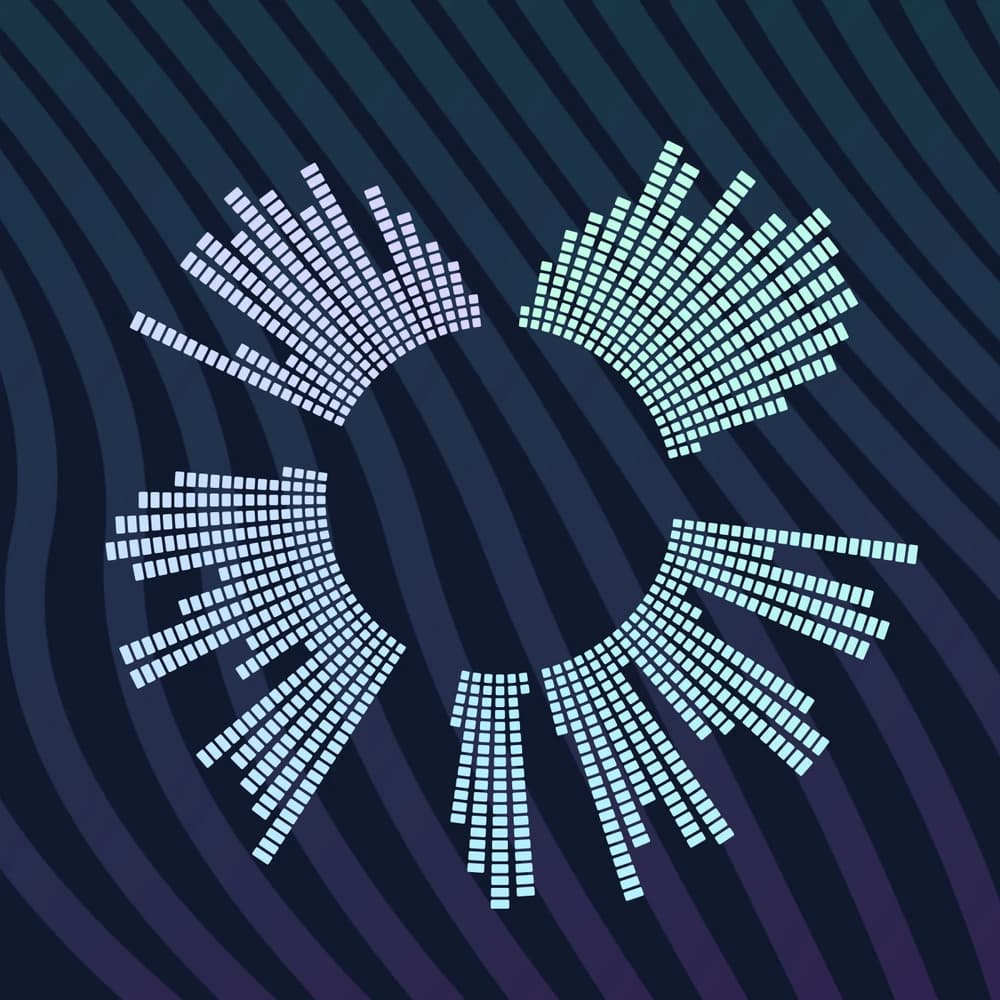 Circle / broad blocks sample layout; your audio creates a new waveform