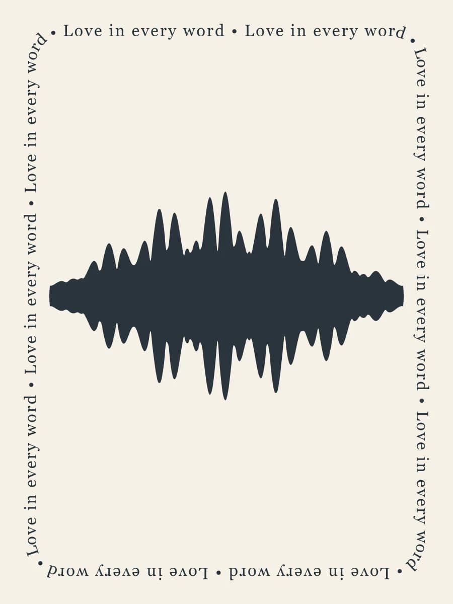 Love in every word sample layout; your audio creates a new waveform