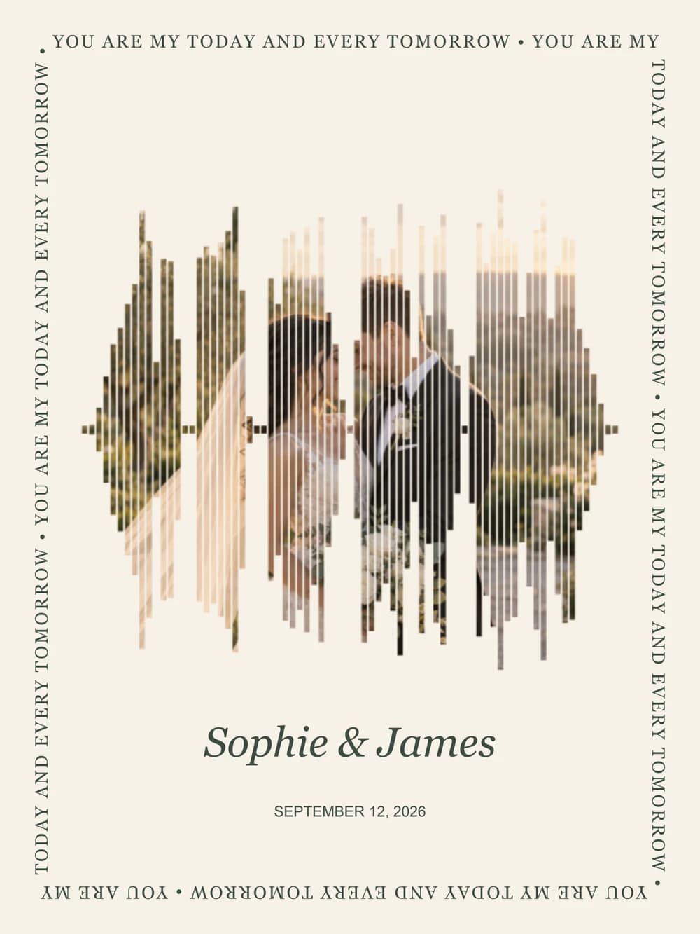 Our vows sample layout; your audio creates a new waveform