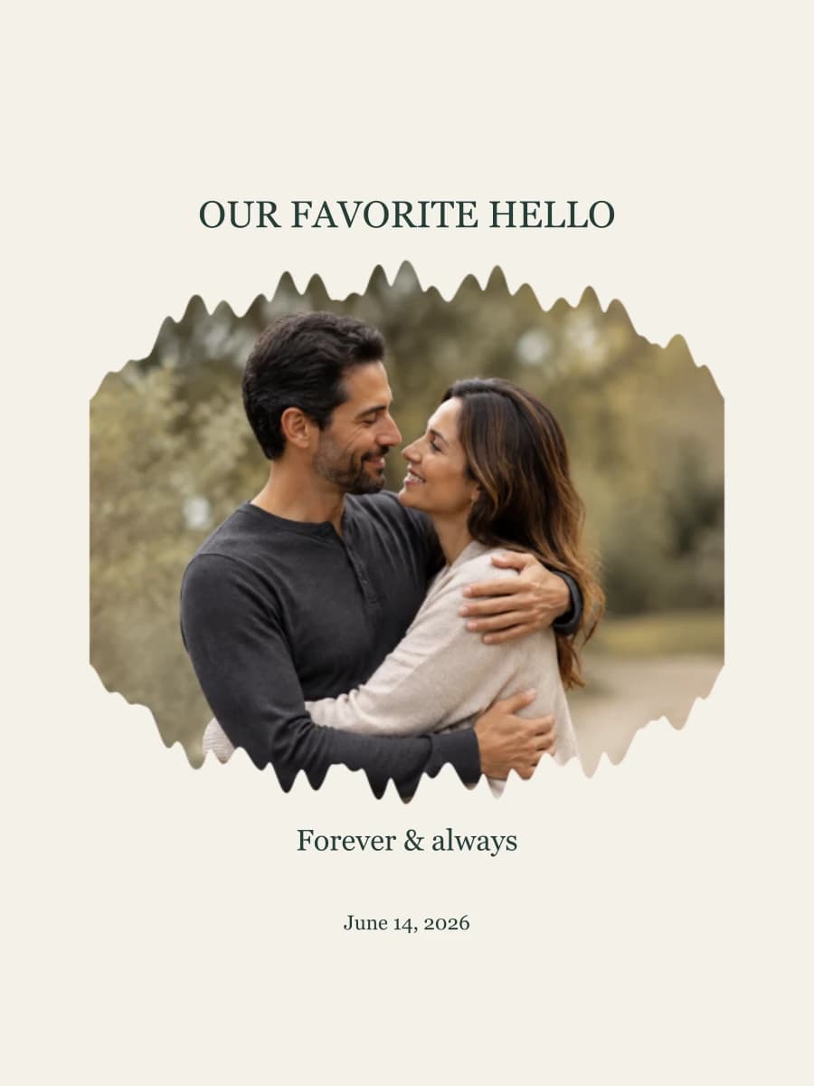 Photo memories sample layout; your audio creates a new waveform