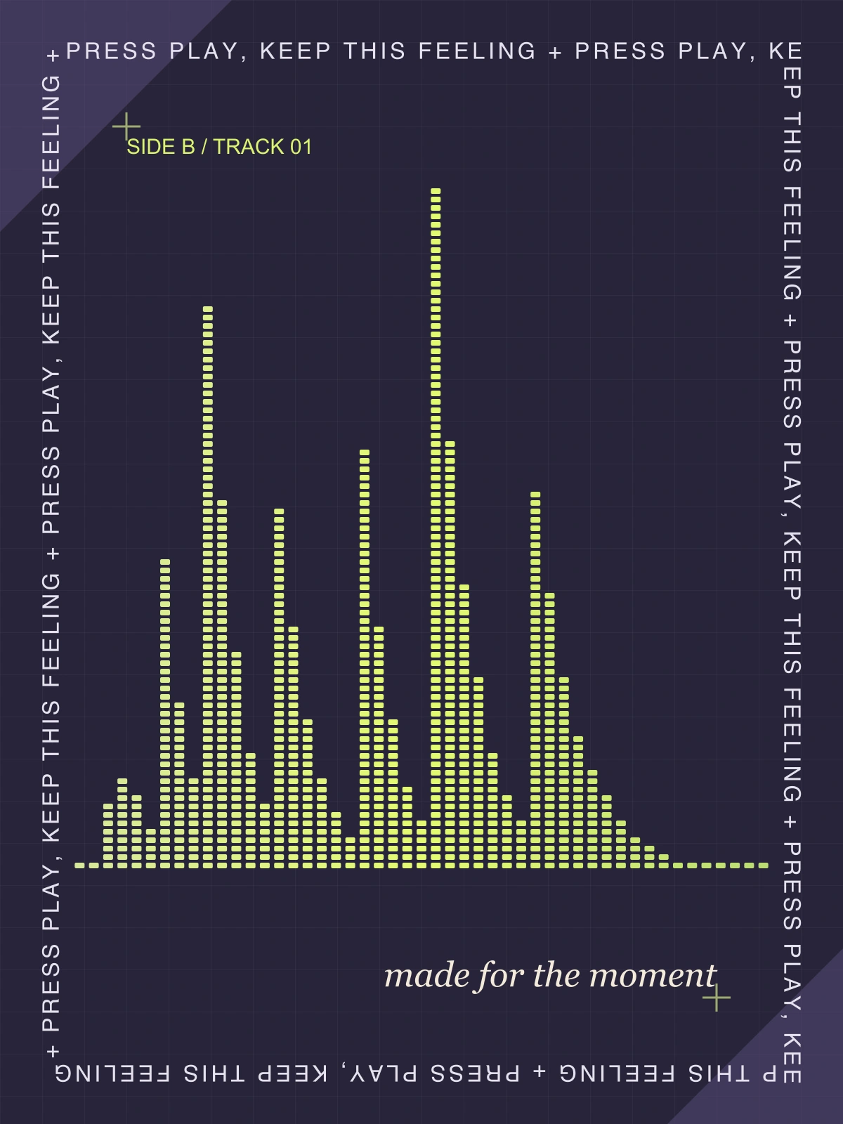 Neon mixtape sample layout; your audio creates a new waveform