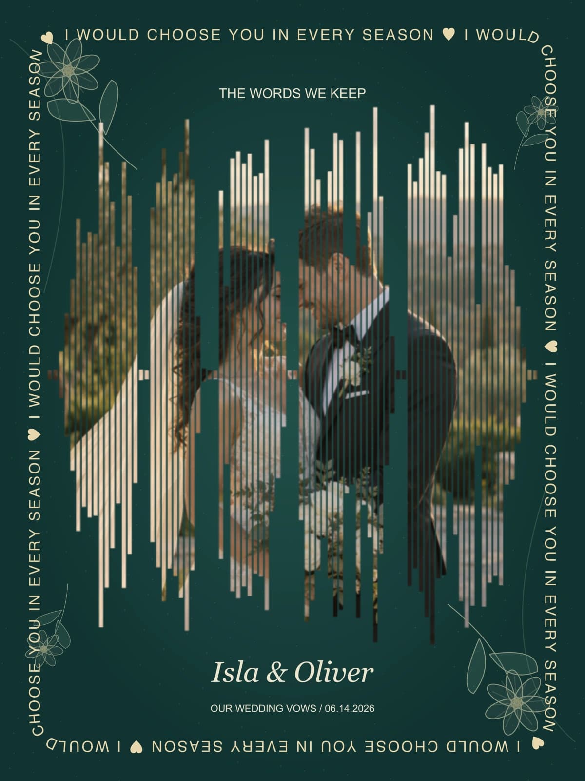 Night garden vows sample layout; your audio creates a new waveform