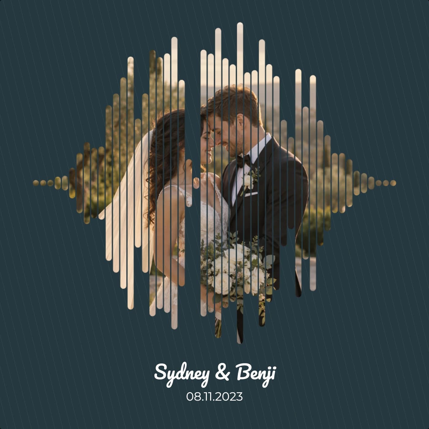Wedding PhotoWave for Sydney and Benji, created in the SoundPrints editor