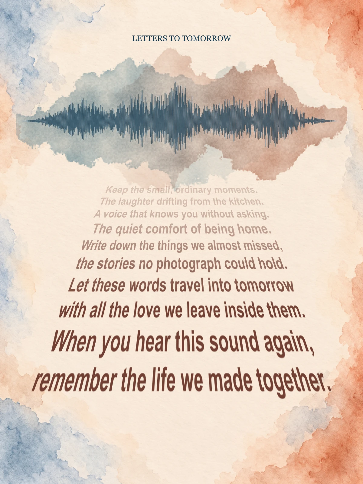 Letters to tomorrow on Poster, 12" × 16"