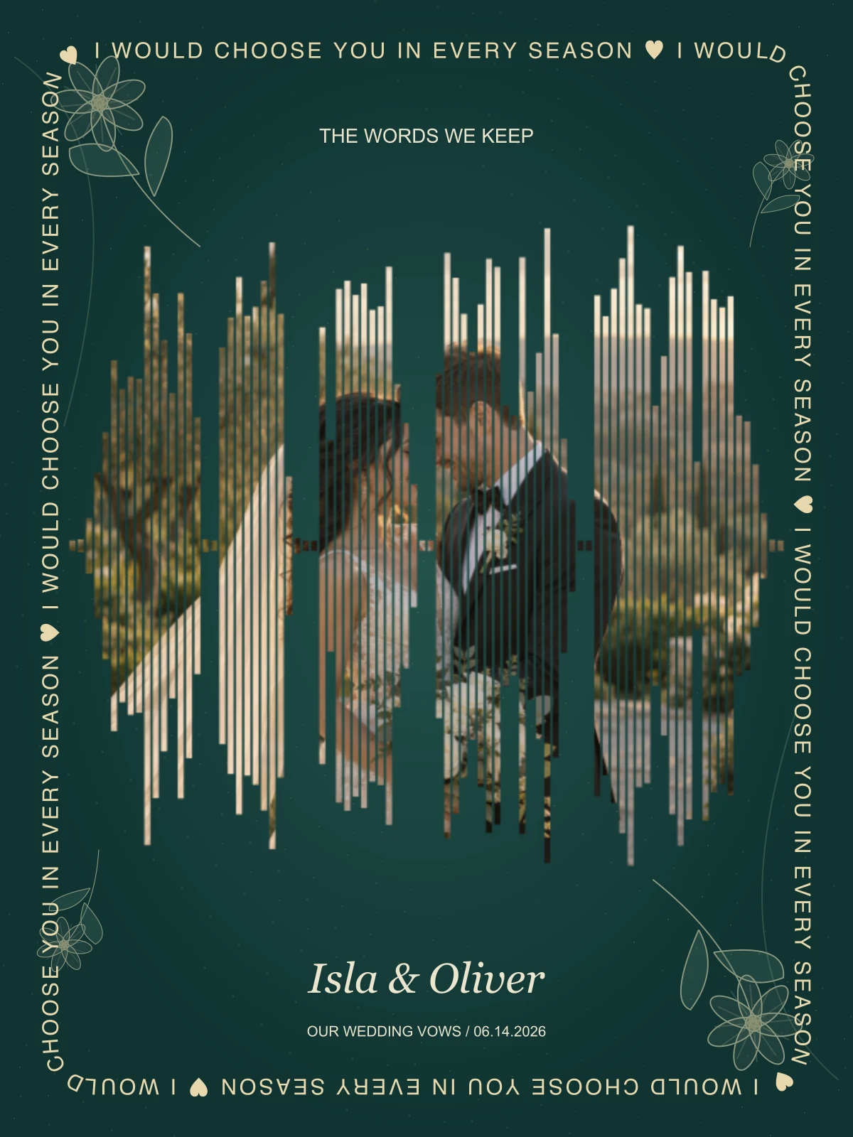 Night garden vows on Poster, 12" × 16"
